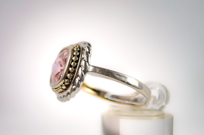 Stunning Large Checkboard Cut Amethyst Twisted Rope Bezel Ring - Size 11 - Stamped and Tested Sterling Silver - Checkerboard Amethyst Ring