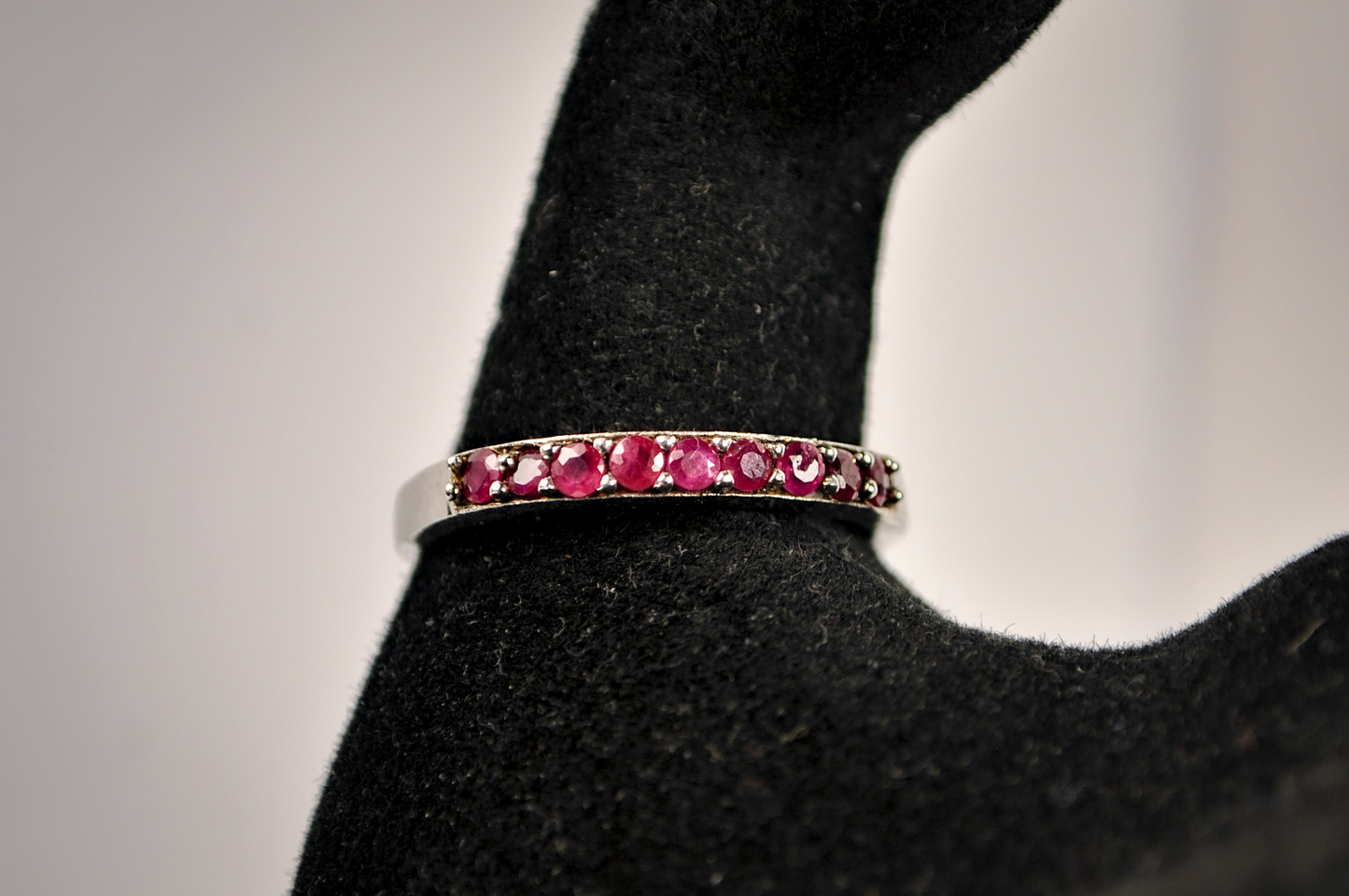 Sterling Silver Ruby Eternity Ring - Size 9.5 - Stamped and Tested Sterling Silver - Ruby Eternity Rings