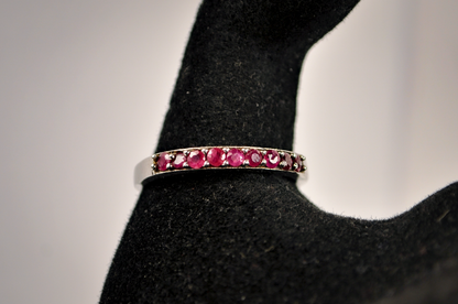 Sterling Silver Ruby Eternity Ring - Size 9.5 - Stamped and Tested Sterling Silver - Ruby Eternity Rings