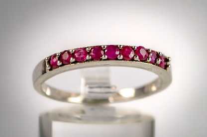 Sterling Silver Ruby Eternity Ring - Size 9.5 - Stamped and Tested Sterling Silver - Ruby Eternity Rings