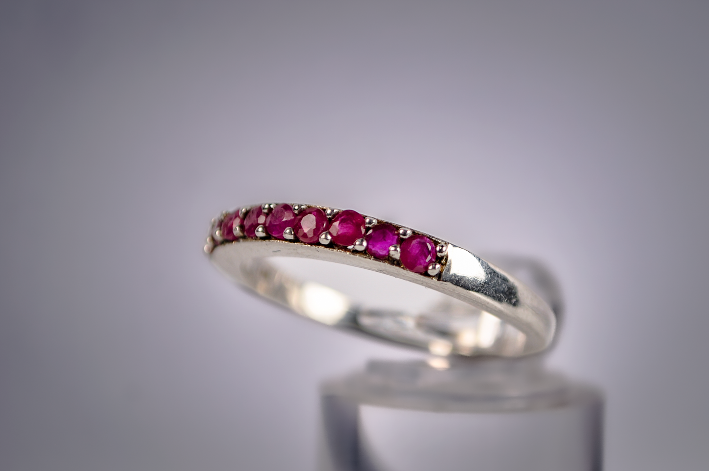 Sterling Silver Ruby Eternity Ring - Size 9.5 - Stamped and Tested Sterling Silver - Ruby Eternity Rings