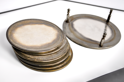 Set of Silverplate Embossed Drink Coasters - Tested Silverplate - Monogramed Initials HS