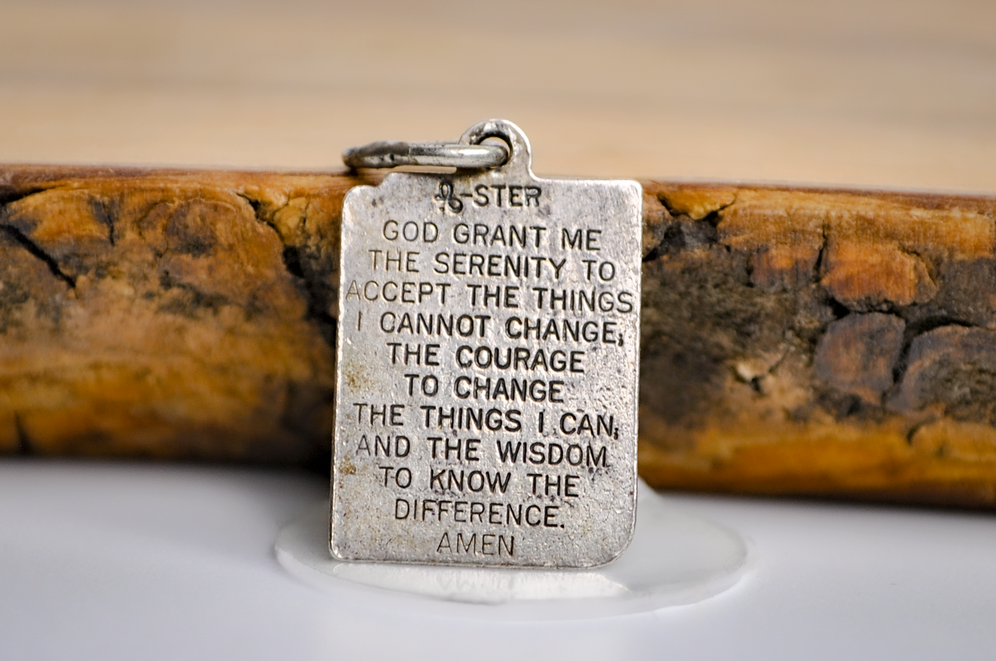Vintage Alpha Omega Prayer Book Charm - Stamped and Tested Sterling Silver - Religious Jewelry - Serenity Prayer