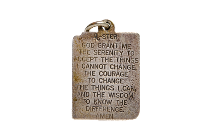 Vintage Alpha Omega Prayer Book Charm - Stamped and Tested Sterling Silver - Religious Jewelry - Serenity Prayer