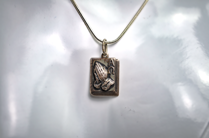 Vintage Alpha Omega Prayer Book Charm - Stamped and Tested Sterling Silver - Religious Jewelry - Serenity Prayer