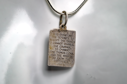 Vintage Alpha Omega Prayer Book Charm - Stamped and Tested Sterling Silver - Religious Jewelry - Serenity Prayer