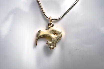 Small Gold Toned Silver Jade Kiwi Charm - Stamped and Tested Sterling Silver - New Zealand Charms