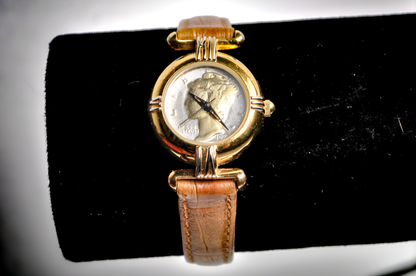 Vintage 1920 Mercury Dime Watch - 8 Inches - Leather Strap - Set to EST