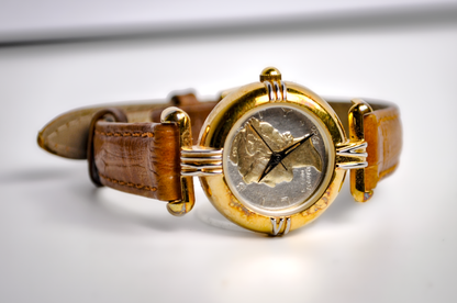 Vintage 1920 Mercury Dime Watch - 8 Inches - Leather Strap - Set to EST