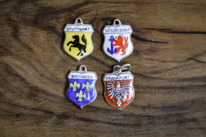Vintage Collection of Sterling and 800 Silver German Town Crest Charms - Choose by Charm! - Stamped and Tested Sterling and 800 Silver - Vintage German Tourist Crest Shields