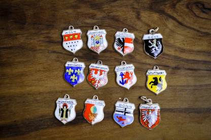 Vintage Collection of Sterling and 800 Silver German Town Crest Charms - Choose by Charm! - Stamped and Tested Sterling and 800 Silver - Vintage German Tourist Crest Shields