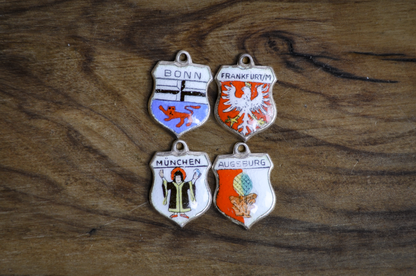 Vintage Collection of Sterling and 800 Silver German Town Crest Charms - Choose by Charm! - Stamped and Tested Sterling and 800 Silver - Vintage German Tourist Crest Shields