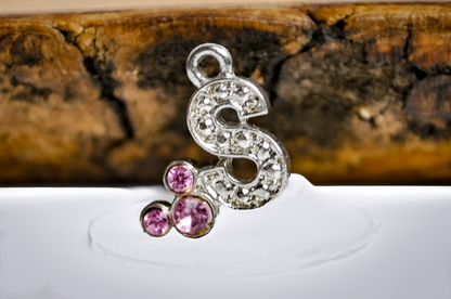 Sparkling Disney Mickey Mouse Ears "S" Charm - Stamped "Disney" - Collectible Vintage Disney Charm- Mickey Mouse Initial Jewelry