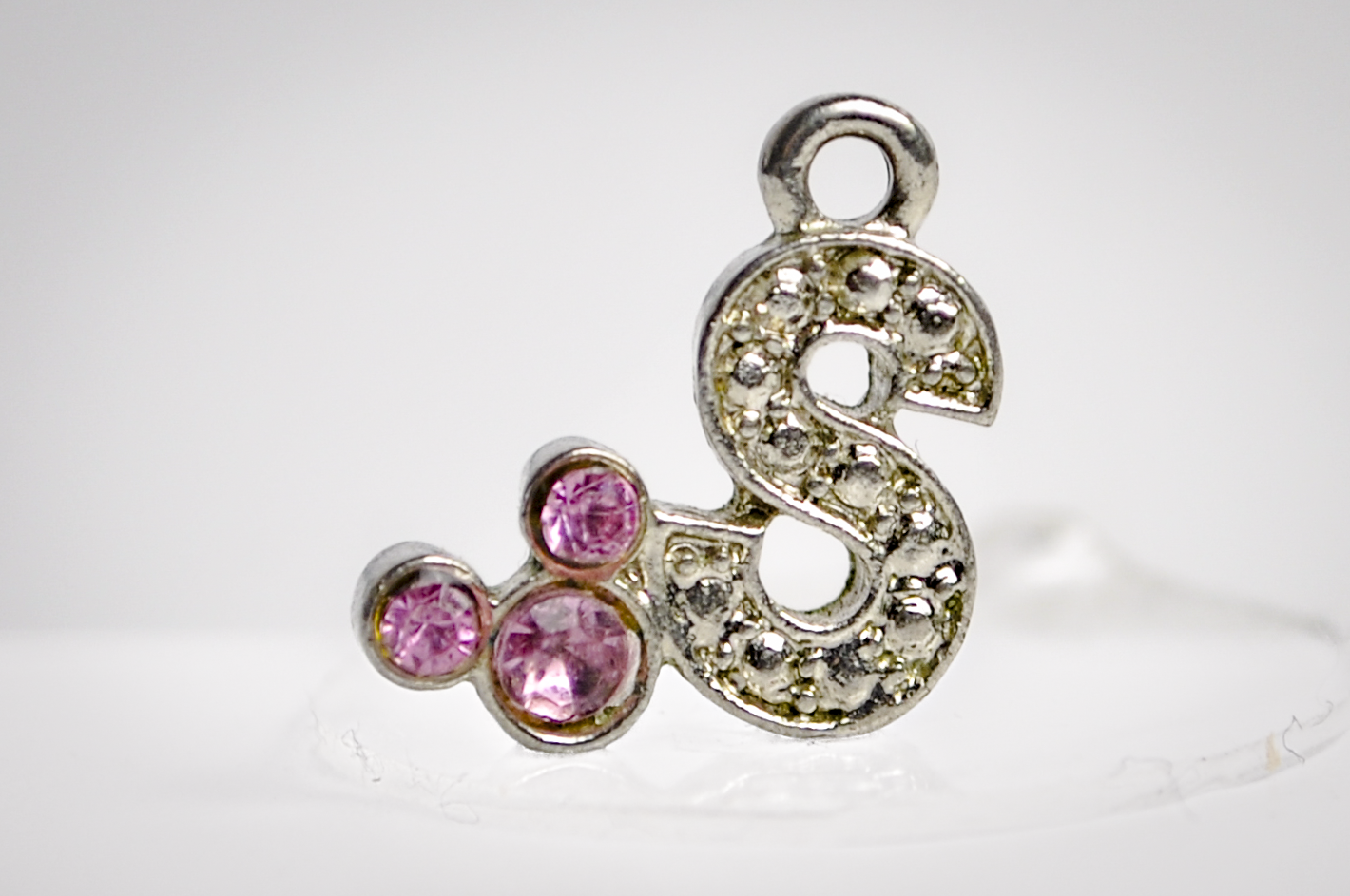 Sparkling Disney Mickey Mouse Ears "S" Charm - Stamped "Disney" - Collectible Vintage Disney Charm- Mickey Mouse Initial Jewelry