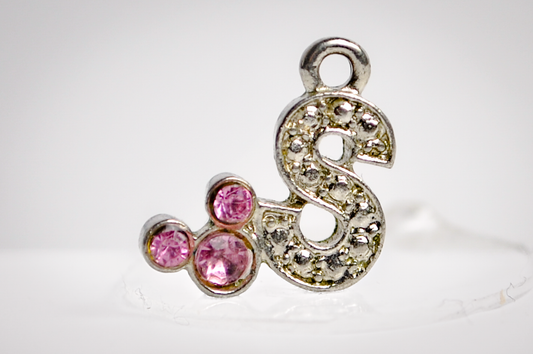 Sparkling Disney Mickey Mouse Ears "S" Charm - Stamped "Disney" - Collectible Vintage Disney Charm- Mickey Mouse Initial Jewelry