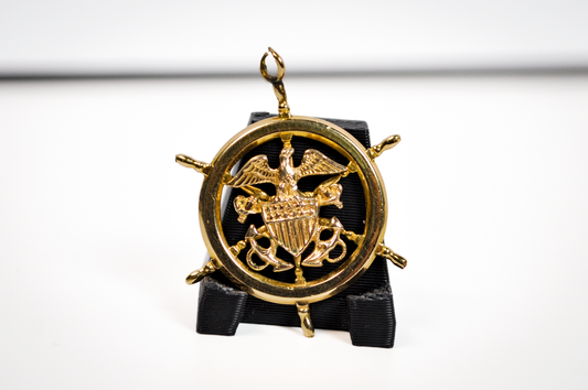 Gold Filled US Navy Pendant - Tested Gold Filled - Great Seal of United States - Navy Ship's Wheel - Slightly Broken Clasp