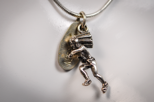 Sterling Silver Native American Nebraska Chief Charm - Stamped and Tested Sterling Silver - Rare Native American Jewelry