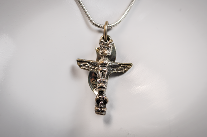 Alaskan Native American Totem Pole Charm - Tested Sterling Silver - Pacific Northwestern Coast Jewelry - Indigenous Charms