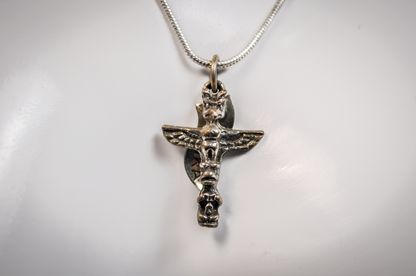 Alaskan Native American Totem Pole Charm - Tested Sterling Silver - Pacific Northwestern Coast Jewelry - Indigenous Charms