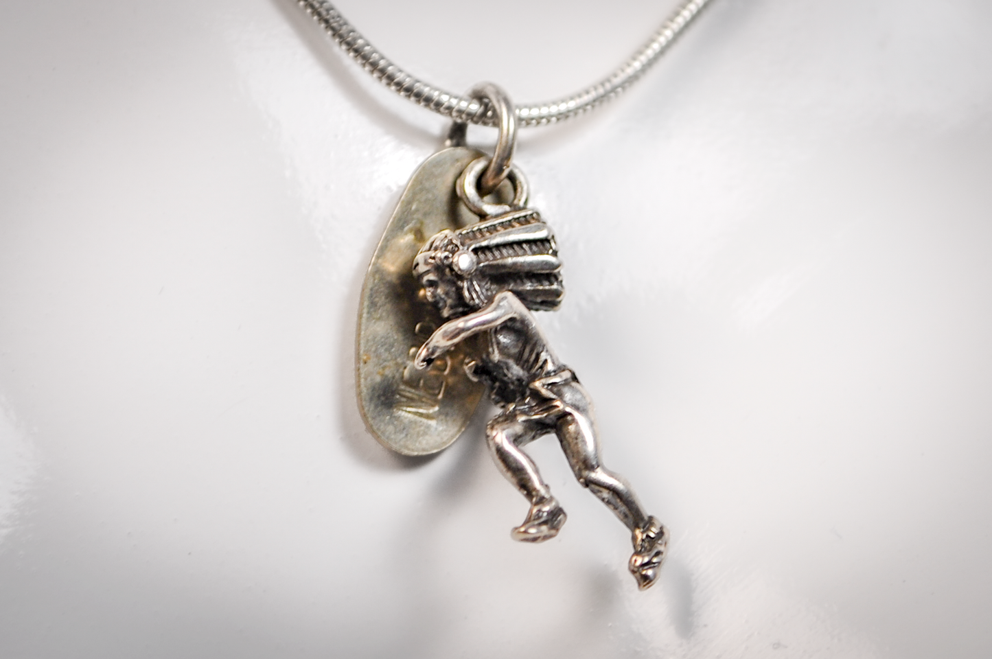 Sterling Silver Native American Nebraska Chief Charm - Stamped and Tested Sterling Silver - Rare Native American Jewelry