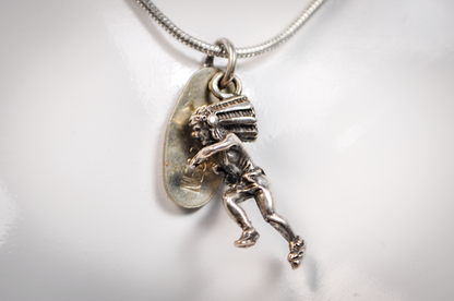 Sterling Silver Native American Nebraska Chief Charm - Stamped and Tested Sterling Silver - Rare Native American Jewelry