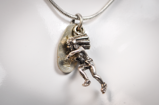Sterling Silver Native American Nebraska Chief Charm - Stamped and Tested Sterling Silver - Rare Native American Jewelry