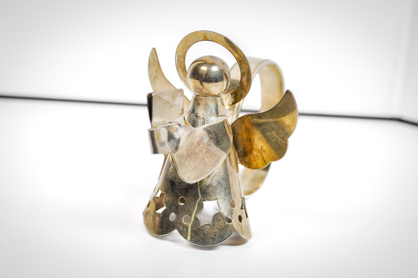 Vintage Angel of Prayer Napkin Ring - Religious Silverware - Christmas Napkin Rings