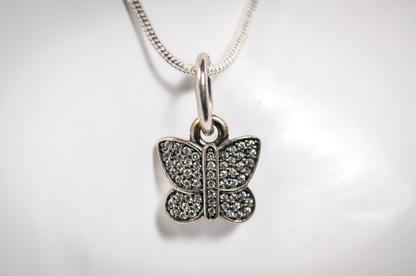 Pandora Cute Sparkling Small Butterfly Charm - Stamped and Tested Sterling Silver - Sterling Micro Charm - Model 791497CZ