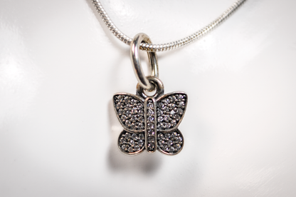 Pandora Cute Sparkling Small Butterfly Charm - Stamped and Tested Sterling Silver - Sterling Micro Charm - Model 791497CZ