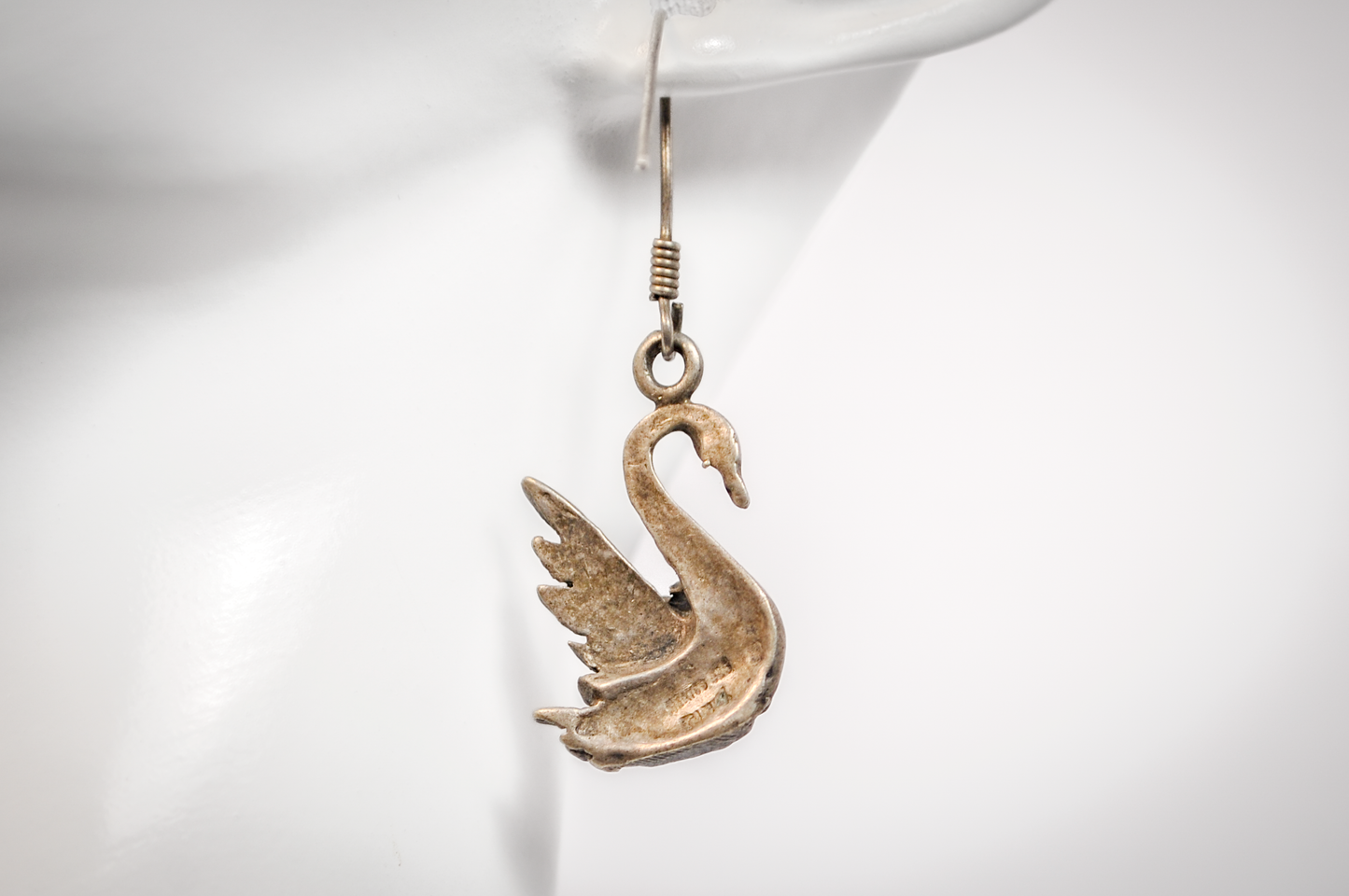 Singular Native American Designed Swan Earring - Tested Sterling Silver - Indigenous Earrings