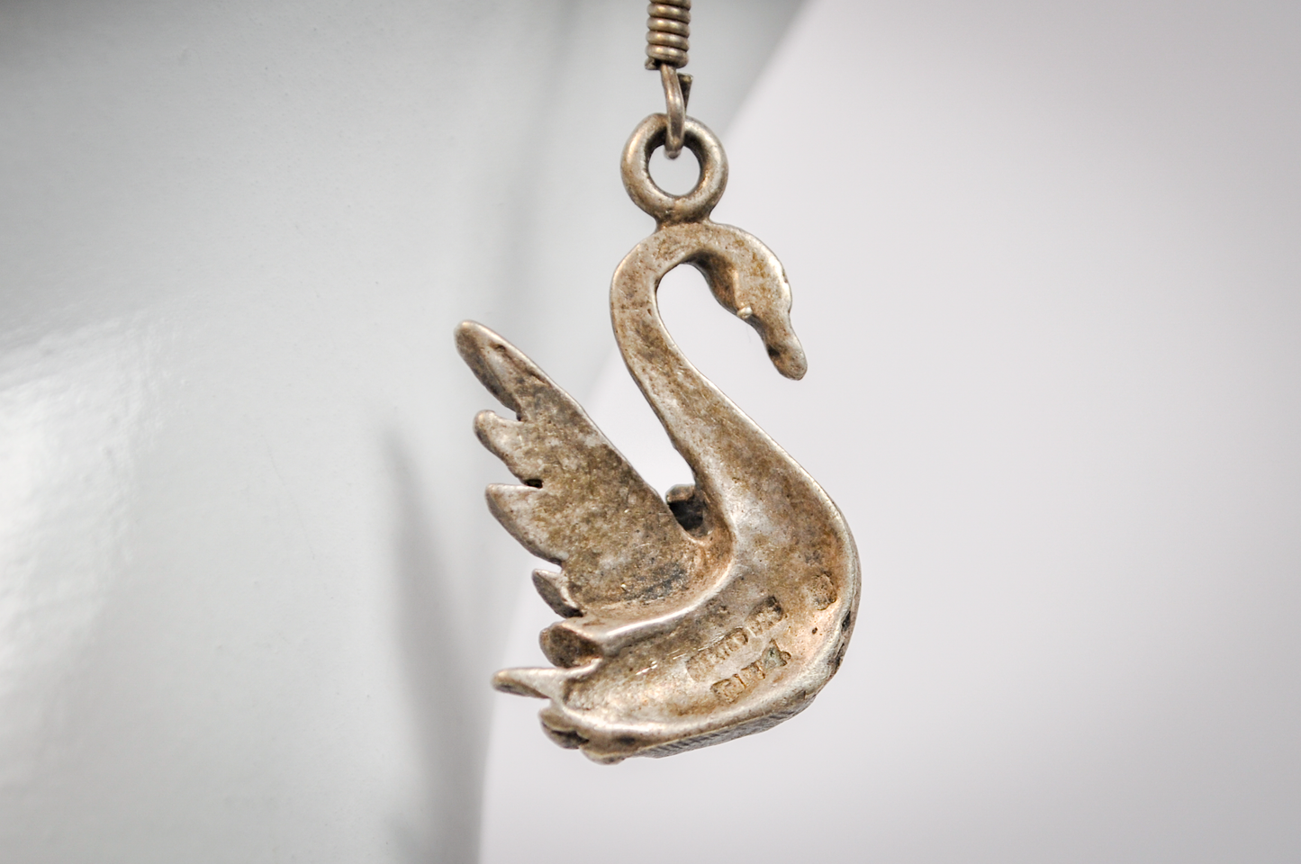 Singular Native American Designed Swan Earring - Tested Sterling Silver - Indigenous Earrings