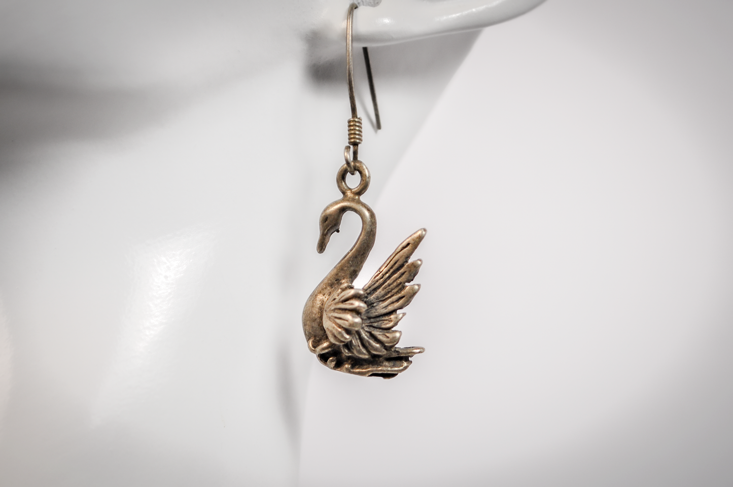 Singular Native American Designed Swan Earring - Tested Sterling Silver - Indigenous Earrings