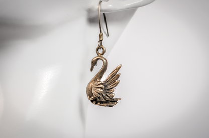 Singular Native American Designed Swan Earring - Tested Sterling Silver - Indigenous Earrings