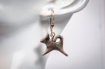 Singular Native American Designed Dog Earring - Tested Sterling Silver - Indigenous Earrings