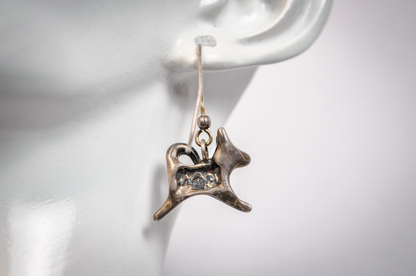 Singular Native American Designed Dog Earring - Tested Sterling Silver - Indigenous Earrings