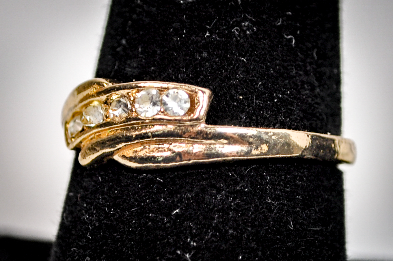 Gold Toned Double-Decker CZ Ring - Size 10 - Tested Sterling Silver - Unique Rings