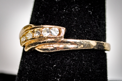 Gold Toned Double-Decker CZ Ring - Size 10 - Tested Sterling Silver - Unique Rings