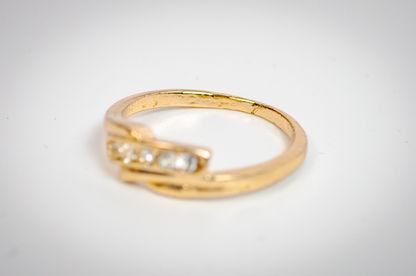 Gold Toned Double-Decker CZ Ring - Size 10 - Tested Sterling Silver - Unique Rings
