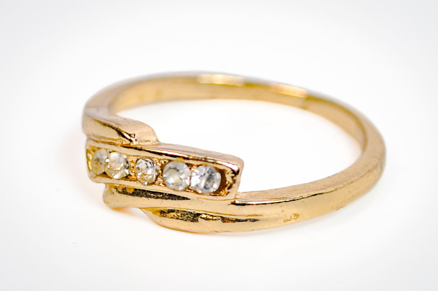 Gold Toned Double-Decker CZ Ring - Size 10 - Tested Sterling Silver - Unique Rings