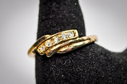 Gold Toned Double-Decker CZ Ring - Size 10 - Tested Sterling Silver - Unique Rings