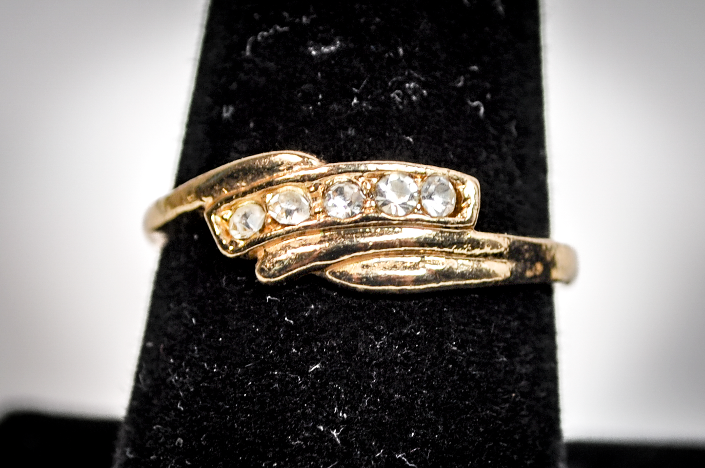 Gold Toned Double-Decker CZ Ring - Size 10 - Tested Sterling Silver - Unique Rings