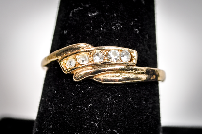 Gold Toned Double-Decker CZ Ring - Size 10 - Tested Sterling Silver - Unique Rings