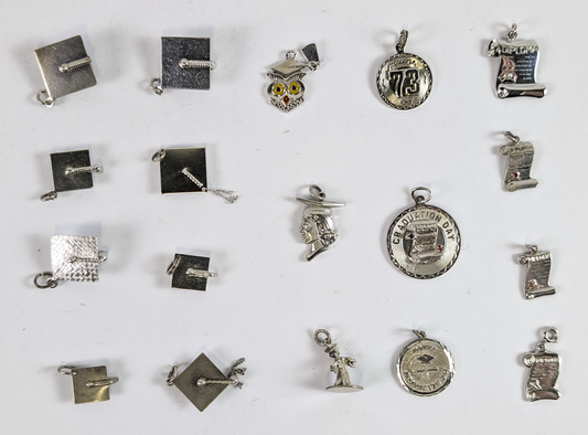 Lot of Sterling Silver Graduation Charms - Choose by Charm! - Stamped and Tested Sterling - Grad Caps and Tassels