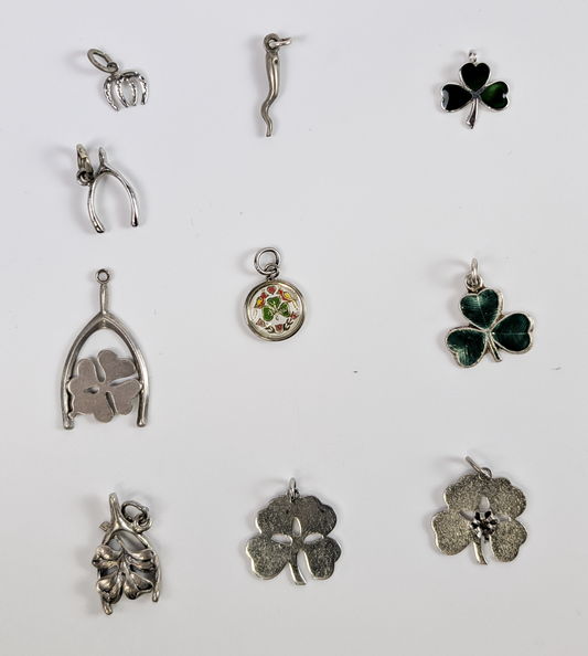 Lot of Sterling Silver Lucky Charms - Choose by Charm! - Stamped and Tested Sterling - Wishbones, Shamrocks, Horseshoes
