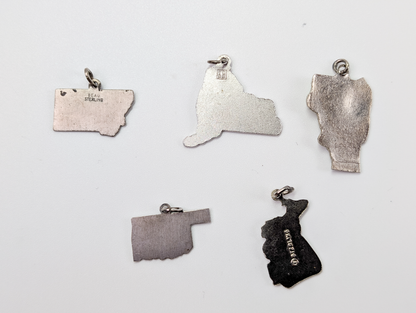Variety of Sterling Silver State  and Country Charms! - Choose by Charm - Stamped and Tested Sterling Silver