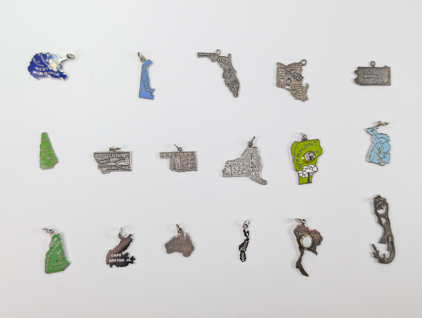 Variety of Sterling Silver State  and Country Charms! - Choose by Charm - Stamped and Tested Sterling Silver