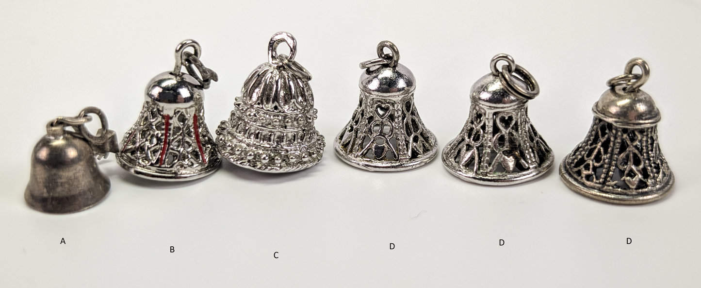 Lot of Sterling Silver Bell Charms - Choose by Charm! - Stamped and Tested Sterling - Christmas, Clappers, Dangling