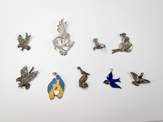 Lot of Sterling Silver Bird Charms - Choose by Charm! - Stamped and Tested Sterling - Eagles, Storks, Hummingbirds, Falcons