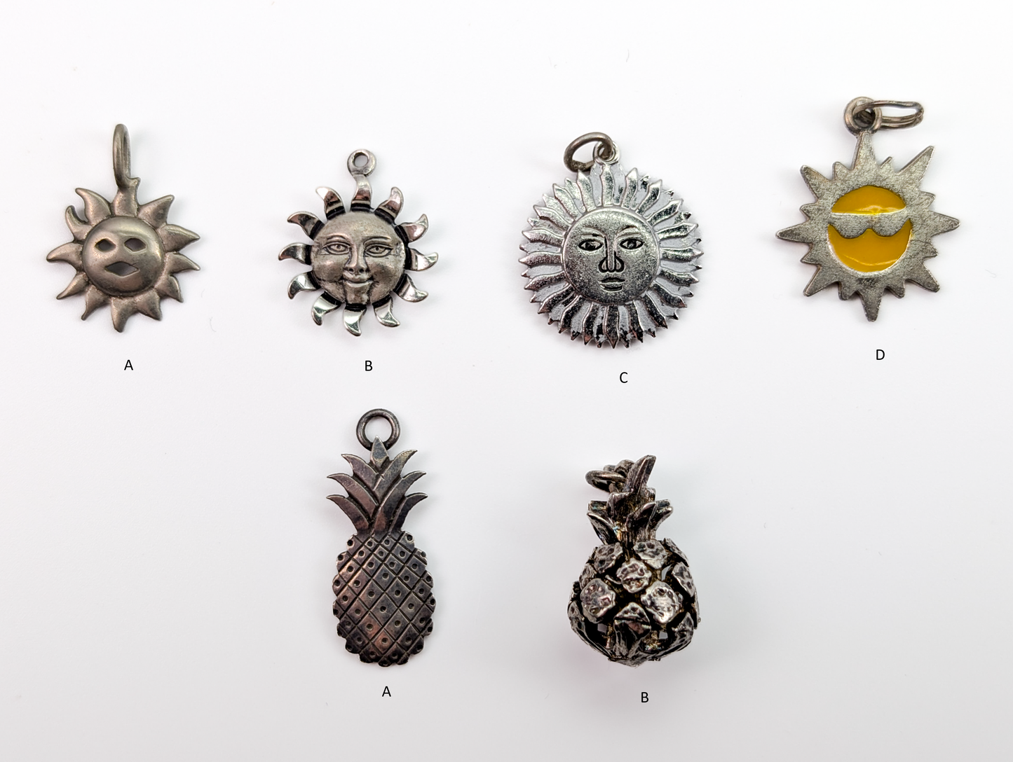 Lot of Sterling Silver Beach/Island Life Charms - Choose by Charm! - Stamped and Tested Sterling - Suns, Palm Trees, Pineapples
