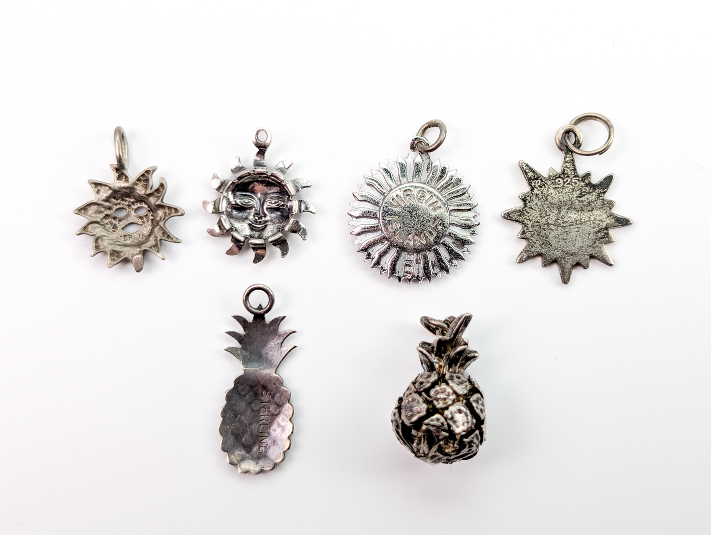 Lot of Sterling Silver Beach/Island Life Charms - Choose by Charm! - Stamped and Tested Sterling - Suns, Palm Trees, Pineapples